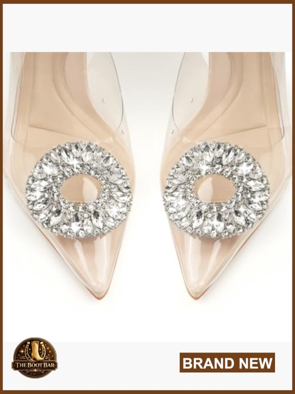 Clear Slingback Pointed Toe Stilettos Rhinestone Heels 3 inch - Picture 5 of 7